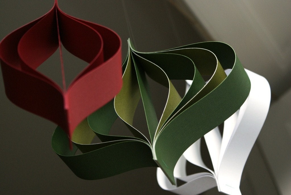 Paper Christmas decorations large red white and green hanging  Etsy