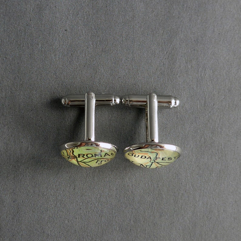 Personalised Silver Cuff Links, Map Cufflinks, Unique Anniversary Jewelry image 7