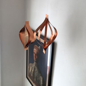 Mid Century Modern Decor, Set of 5 Copper Metallic Hanging Ornaments image 6
