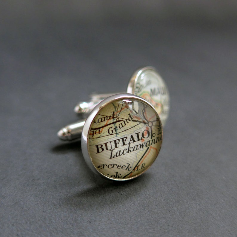 Map Cufflinks, Vintage American and World Maps, Unique Personalised for Men image 5