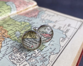 Cufflinks with Custom Maps, Personalised Best Man or Woman, Placenames and Travel