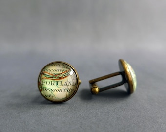 Personalized Map Cuff Links, Unique Jewelry for Men
