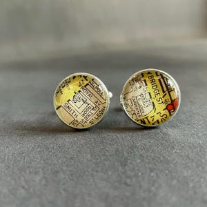 Travel Themed Cuff Links a Map Gift for Him with USA UK Locations