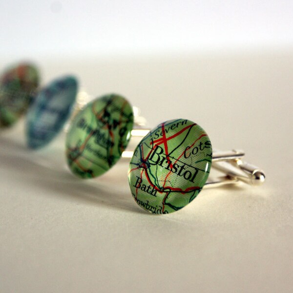 Personalized map cuff links reserved for Alex Dadakis
