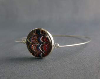 Victorian Marbled Paper Bracelet, Silver Plated Book Lover Gift
