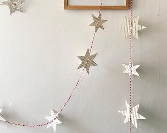 Paper Garland of Stars, Old Book Decoration