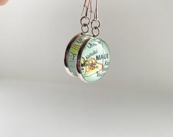 Personalised Map Earrings, Travel Themed Gift, First Anniversary Present