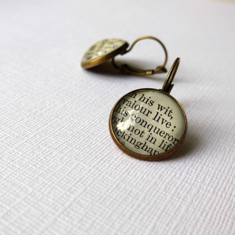 Classic Book Jewelry, Shakespeare Bronze Earrings image 1