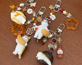 Mofusand Bread, Pastery,  Shrimp, Strawberry Schlüsselanhänger Cat Keychain, Keyring, Bagcharm
