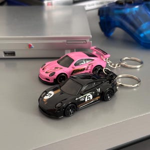 PORSCHE 911 GT3 RS keychains [Custom HotWheels Car couple bagcharm & matching keyring]