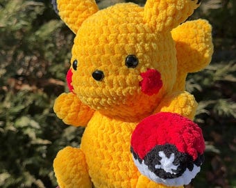 Pikachu Virkad Plysch – Handgjord Amigurumi Pokémon-leksak, present till barn och samlare