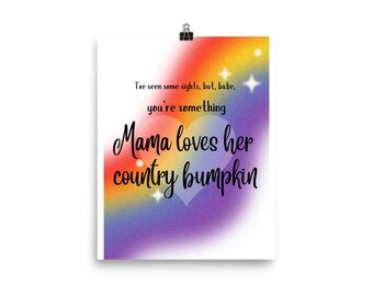 Mama loves her country bumpkin rainbow child or baby wall art poster