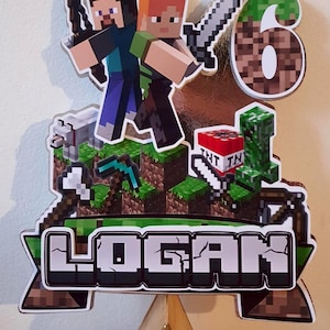 Personalised Gamer Cake Topper • Custom Name & Age -  Birthday Decoration Set
