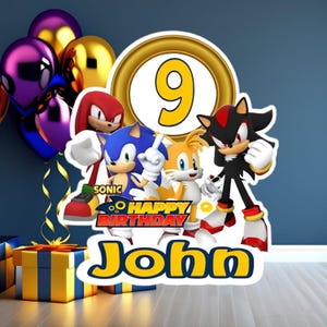 ソニック＆シャドウのバースデーケーキトッパー：カスタムパーティーデコレーション