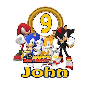 Topper per torta personalizzato Sonic & Shadow / Decorazione per torta di compleanno personalizzata / Finitura lucida di alta qualità