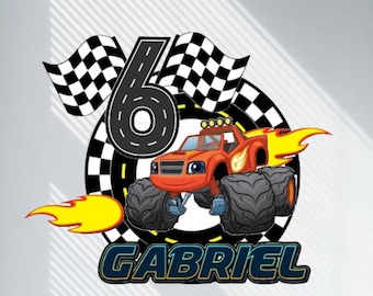 Gepersonaliseerde Monster Truck Taarttopper | Aangepaste Race Verjaardagstaartdecoratie Feest
