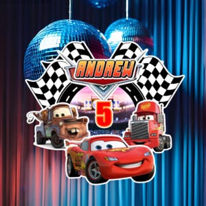 Personalised Cars Birthday Cake Topper – Custom Name & Age – Handmade Racing Cars - Party Decoration