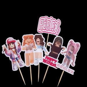 Roblox Girls Cupcake Toppers Handmade - Gamers Party Decorations