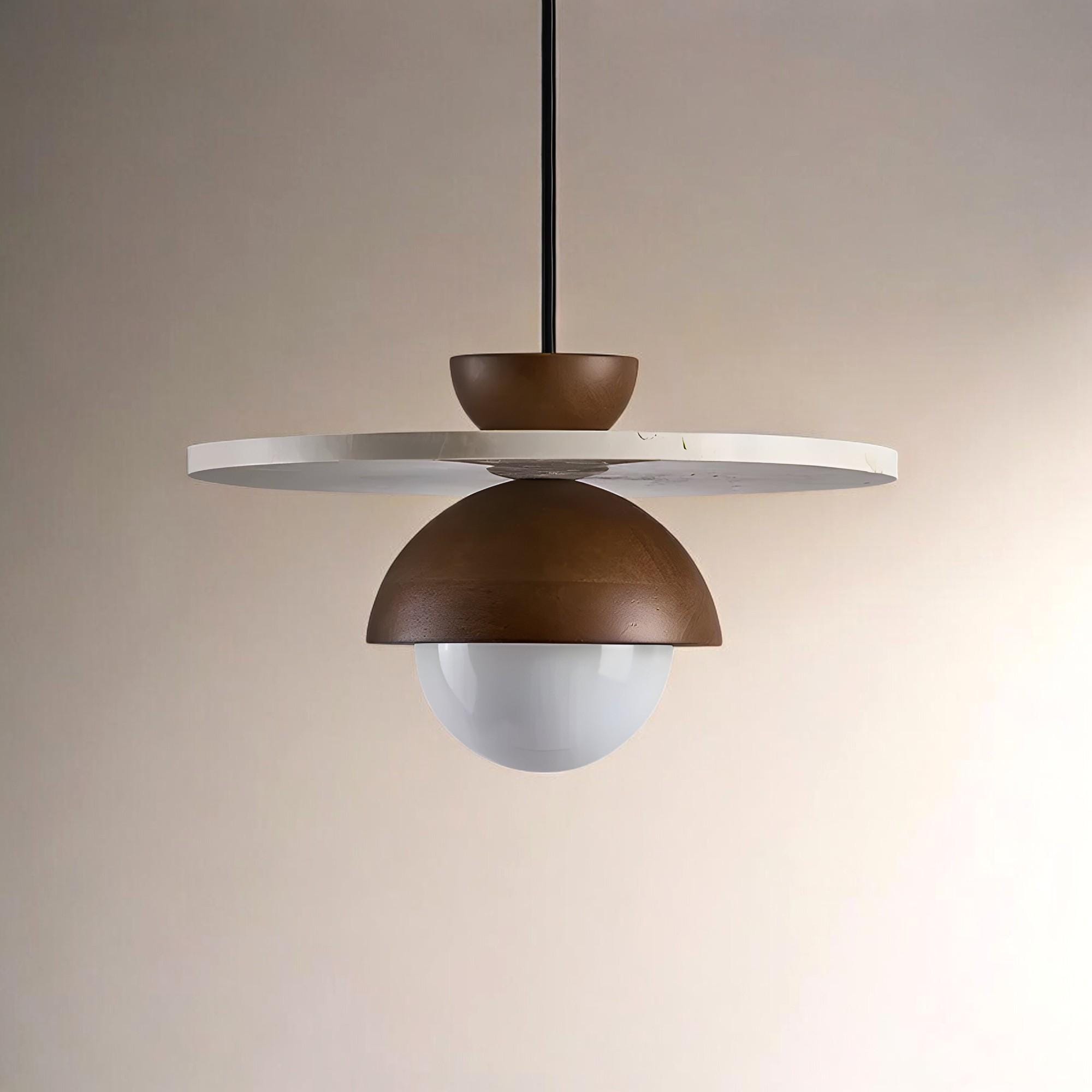 Walnut Wood Pendant Light, Wooden Ceiling Lamp, Dining Room Chandelier ...