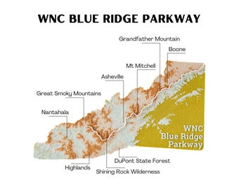 Blue Ridge Parkway 3D Topography Map - Western North Carolina - Etsy