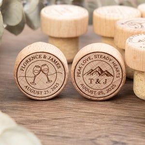 Custom Wine Cork Bottle Stoppers, Personalized Wedding Favors For Guests, Bridal Shower Favors, Retirement Favors, Graduation Keepsakes