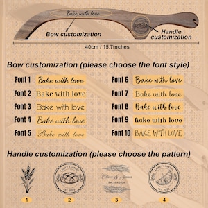 Custom Wood Bread Knife, Fiddle Bow Knife, Serrated Bread Knife, Bread Slashing Tool，House Warming Gift，Gift For The Bride & Couples image 4
