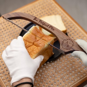 Custom Wood Bread Knife, Fiddle Bow Knife, Serrated Bread Knife, Bread Slashing Tool，House Warming Gift，Gift For The Bride & Couples image 2