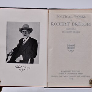 Poetical Works of Robert Bridges Excluding The Eight Dramas, Antique 1913 Poetry Book image 8