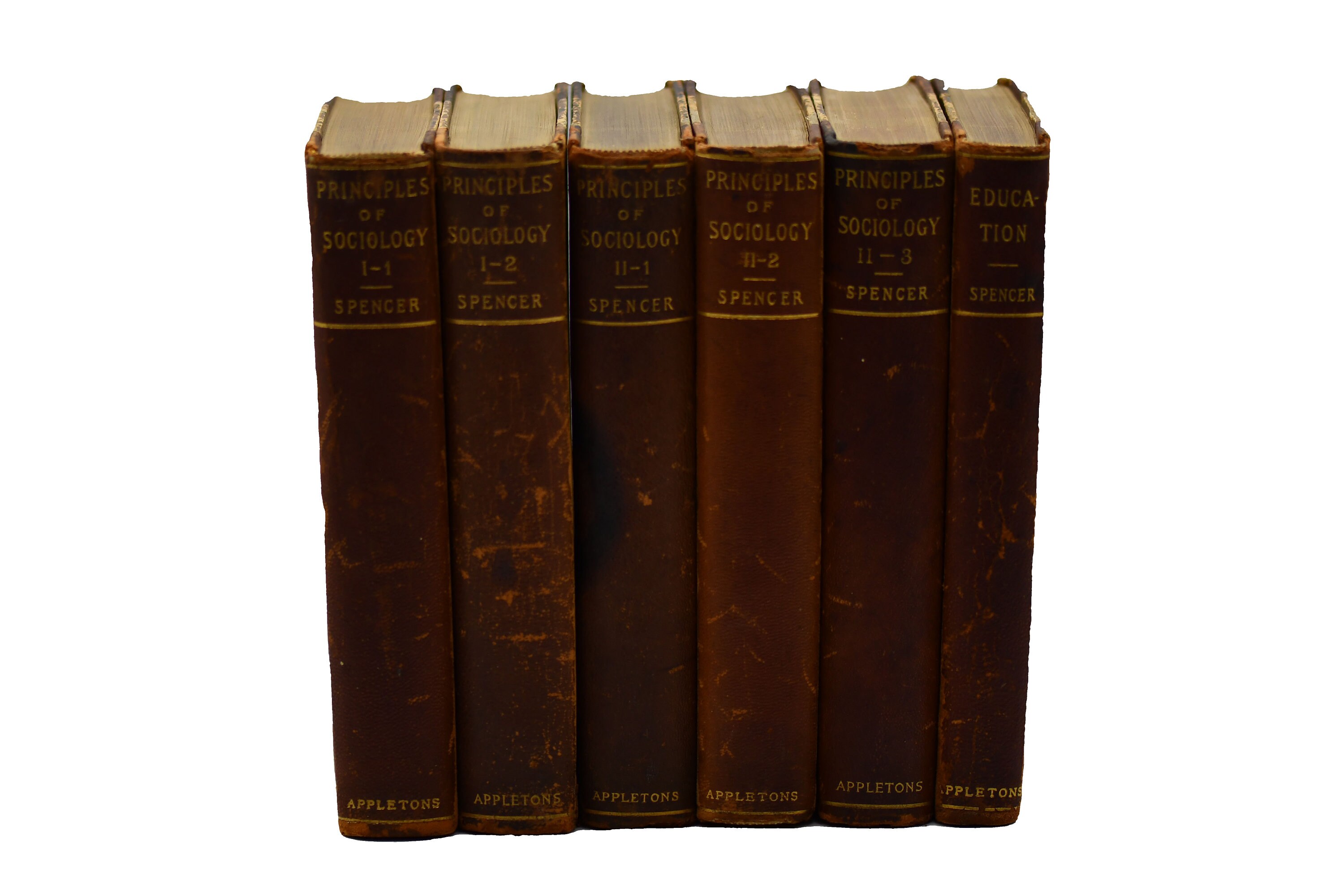 Principles of Sociology, Volume I – 1.1, 1.2, Volume II – 2.1, 2.2, 2.3, Education by Herbert Spencer, Six 1897 Antique Book Set