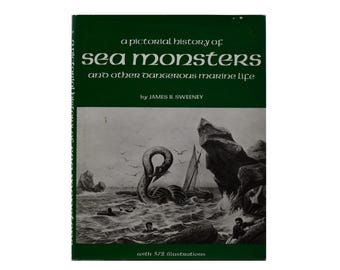 En bildhistoria om havsmonster och annat farligt marint liv, vintagebok av James B. Sweeney