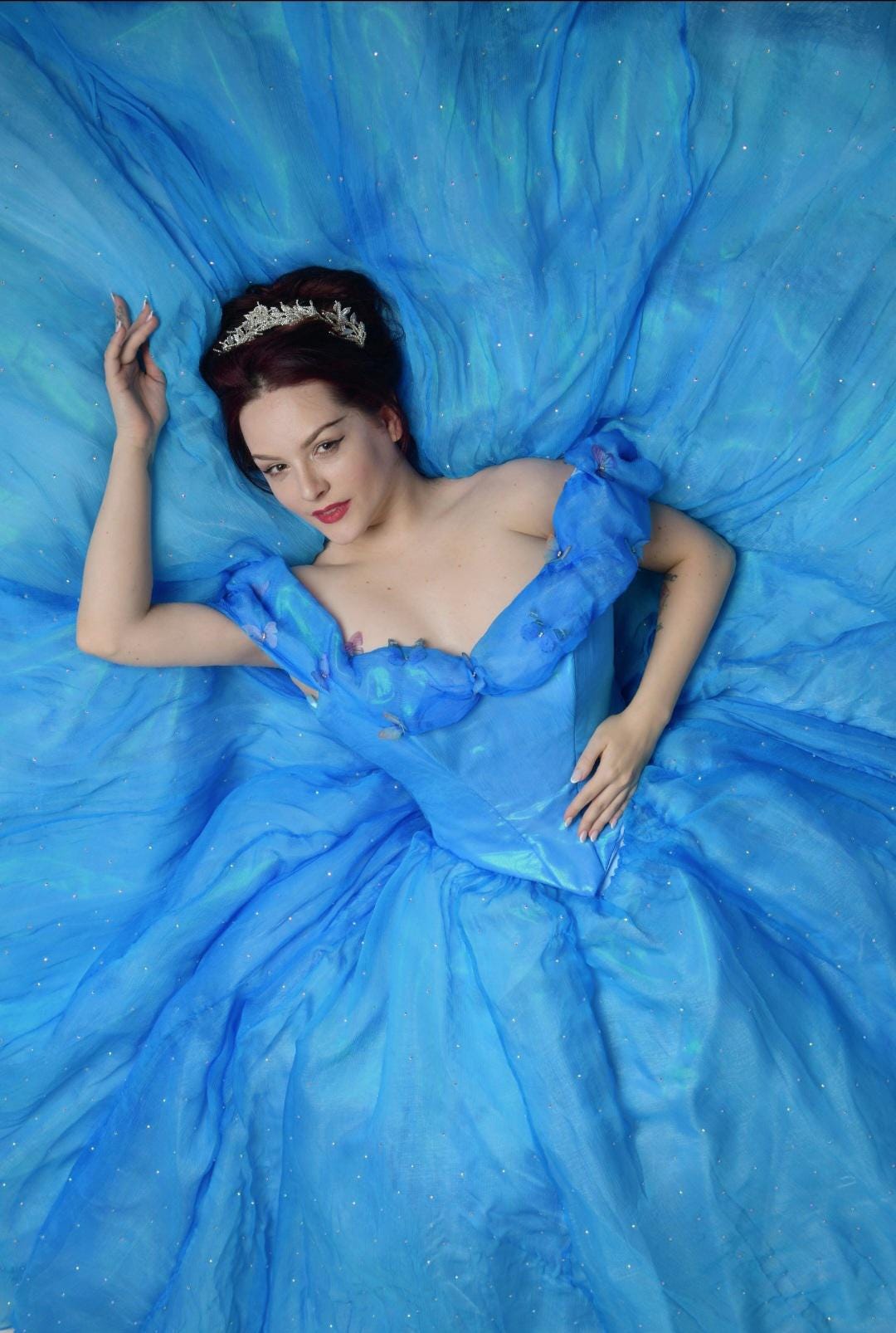 blue dress for baby girl Cinderella Divine -CD795 Embellished Fitted Crystal Prom Dress main image 0