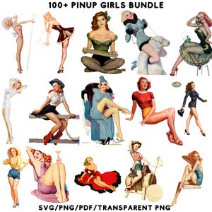 Pin-Up Girls SVG Bundle: Retro Art Designs (Digital Download)