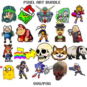 Retro Game Pixel Art SVG Bundle: Gaming Clipart (Digital Download)