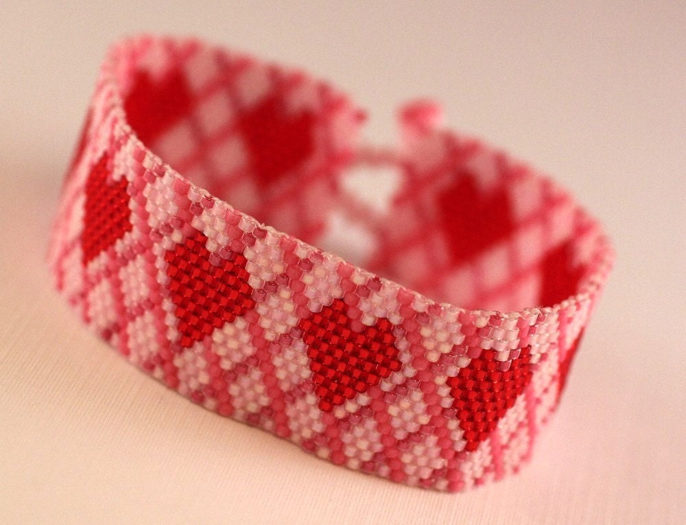 Heart Peyote Bracelet Etsy