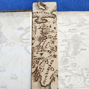 Mittelerde Landkarte Handpyrographie Holzlesezeichen - Das Auenland