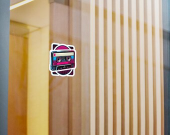 Vinylsticker synthwave cassette uit de jaren 80: retrosticker