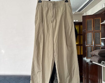 Dries Van Noten Beige Wide-Leg Cotton Pants – Size M