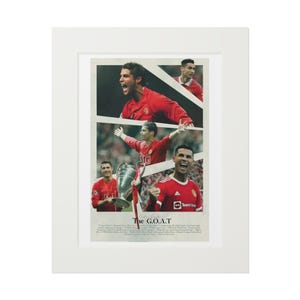 The G.O.A.T. - Fine Art Prints in Passepartout Frame, Cristiano Ronaldo Wall Art, Sports Decor, Gift for Fans, Home Accent