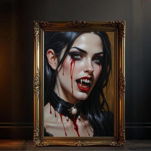 Gothic Vampire Wall Art, Dark Fantasy Artwork, Horror Vampire Portrait, Gothic Home Decor, Halloween Wall Art, Spooky Vampire Print