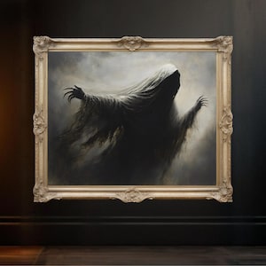 Mysterious Ghostly Wall Art Dark Phantom Canvas Print Spooky Haunting Decor Halloween Artwork Creepy Atmosphere Gothic Poster