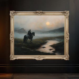 Medieval Knight Wall Art, Horse Rider Art Print, Fantasy Warrior Art, Castle Scene Artwork, Epic Landscape Painting, Knight Decor