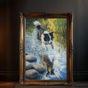 Border Collie Dog Wall Art, Pet Lover Gift, Animal Art Print, Home Decor, Dog Painting, Nature Artwork, Dog Lover Gift, Unique Wall Art