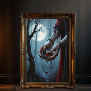 Gothic Halloween Wall Art, Spooky Full Moon Decor, Haunting Forest Print, Mysterious Hand Wall Hanging, Dark Fantasy Artwork