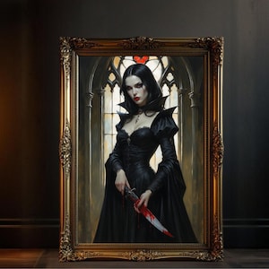 Gothic Vampire Wall Art, Dark Fantasy Artwork, Elegant Gothic Decor, Mysterious Gothic Print, Vampire Queen Canvas Art