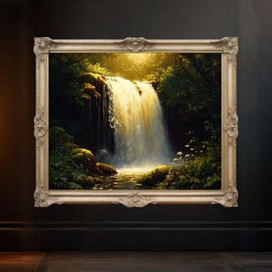 Serene Waterfall Canvas Art, Tranquil Nature Wall Decor, Peaceful Waterfall Wall Art, Calming Waterfall Landscape Painting, Nature Home