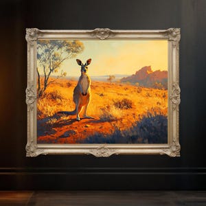 Kangaroo Wall Art, Australian Outback Print, Sunset Animal Painting, Wildlife Landscape, Nature Artwork, Home Decor, Gift Idea