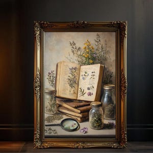 Vintage Ölgemälde Botanische Druck Akademische Studie Raum Kunst Antike Buch Illustration Wand Dekor Herbarium Wissenschaft Poster