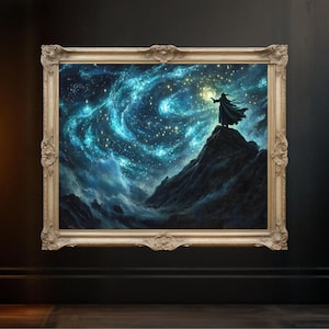 Nachthimmel Druck, Nachthimmel Druck, Zauberer Sternenhimmel Malerei, kosmisches Universum Poster, kosmisches Poster für die Wand