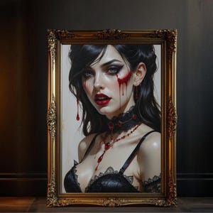 Gothic Vampire Wall Art, Dark Fantasy Poster, Horror Artwork, Sexy Gothic Decor, Vampire Girl Print, Gothic Home Decor, Vampire Lover Gift