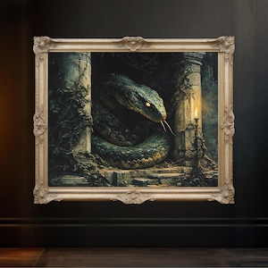 Komplizierte Schlange Wandkunst, Mystische Schlange Dekoration, Gothic Haus Wandbehang, Reptilien Themed Wanddekor, mysteriöses Tier Poster